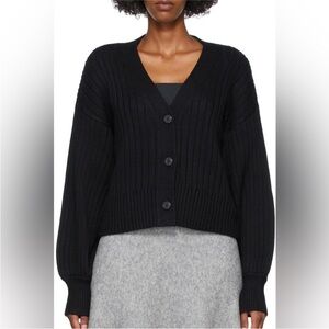 STAUD Black Ribbed Cardigan